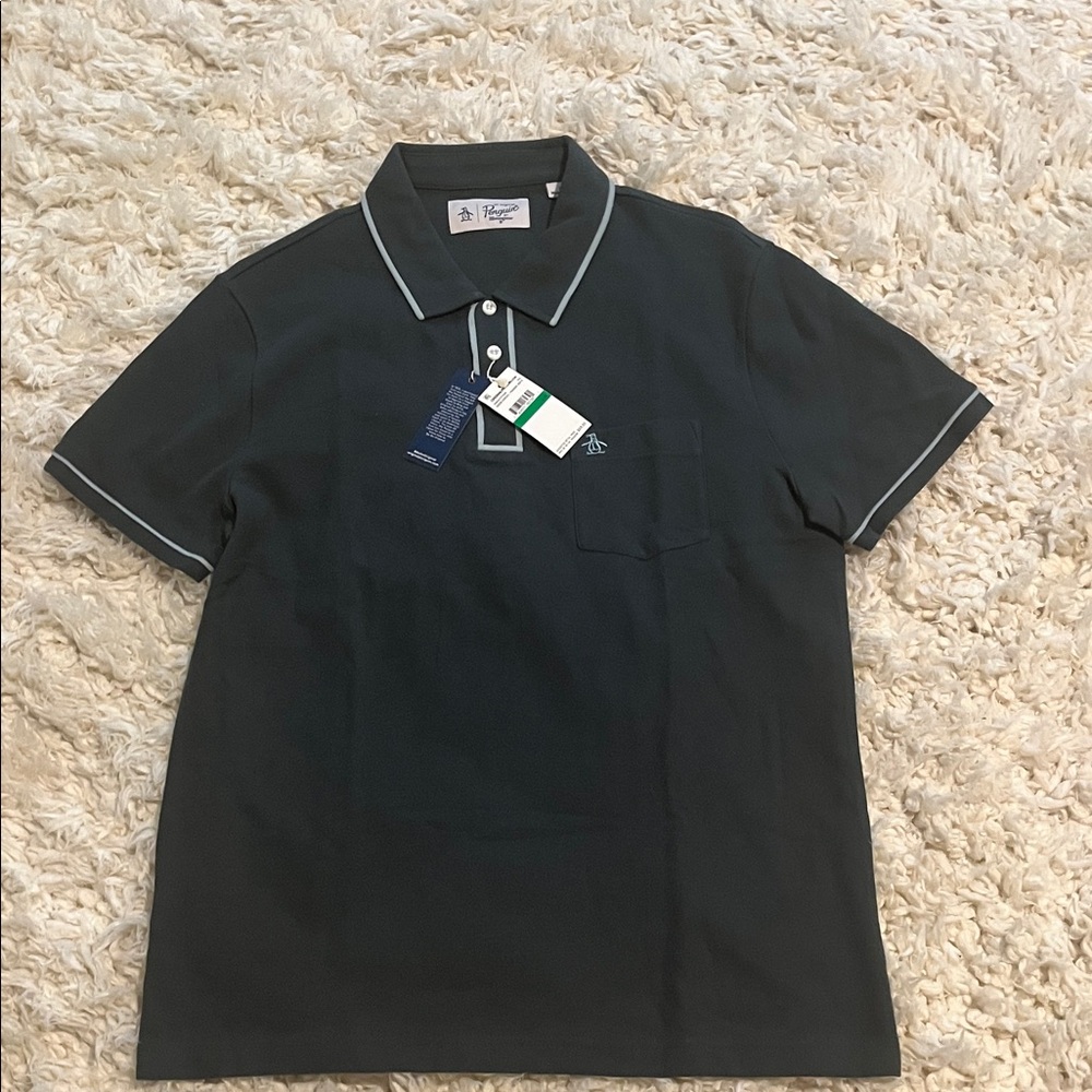 Original Penguin Men's Dark Polo Shirt with White Trim